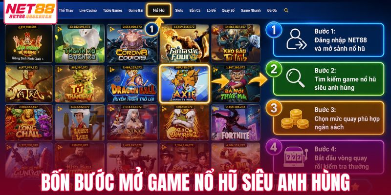Bốn bước mở game nổ hũ siêu anh hùng
