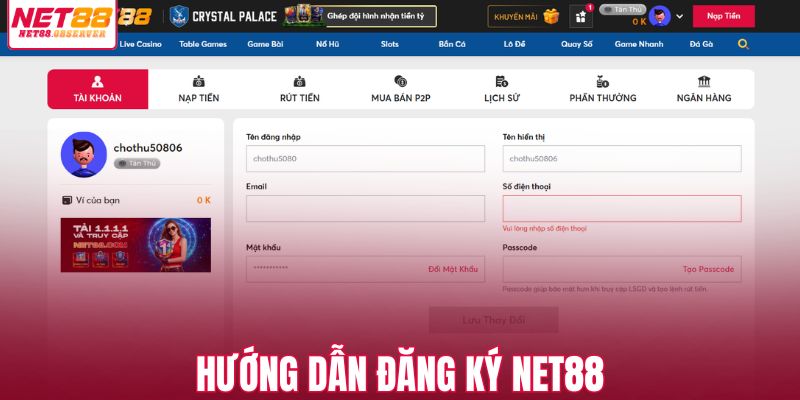 Hướng dẫn đăng ký NET88